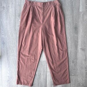 Fundamental Things Linen Cotton Pants Elastic Waist High Rise Lightweight Size M